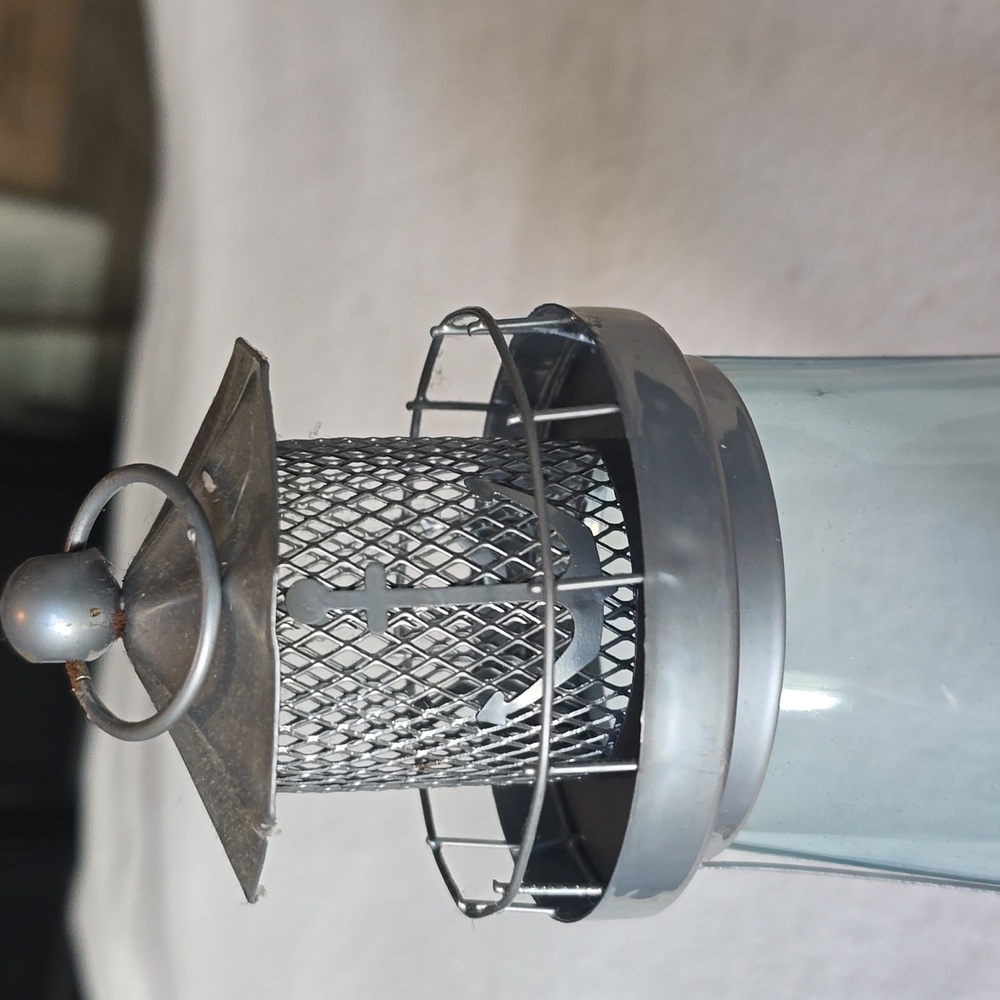 Metal and Glass Lighthouse Candle Holder - Silver - Picture 3 of 5